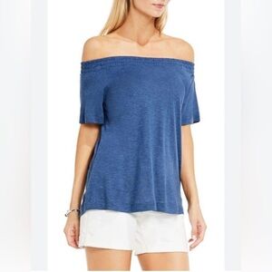 Two by Vince Camuto Women's Off-Shoulder Soft Blue Tee, Size L
